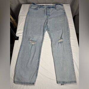 Wild Fable Light wash‎ super high-rise straight waisted ripped jeans